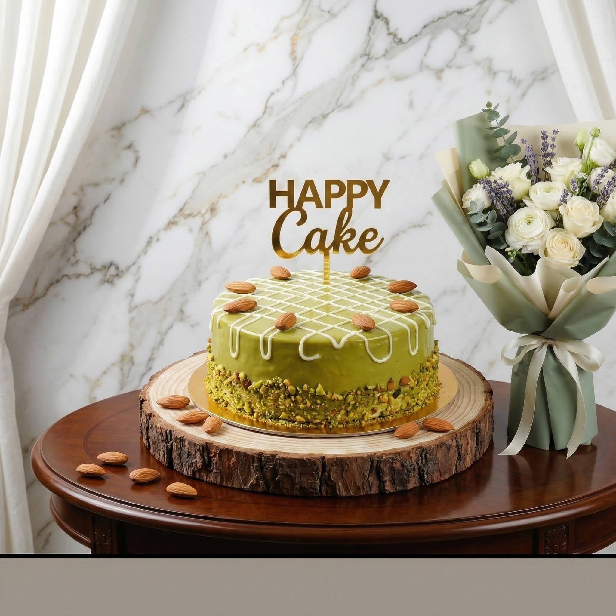 كعكة عيد الميلاد المميزة مع باقة زهور يدوية 09