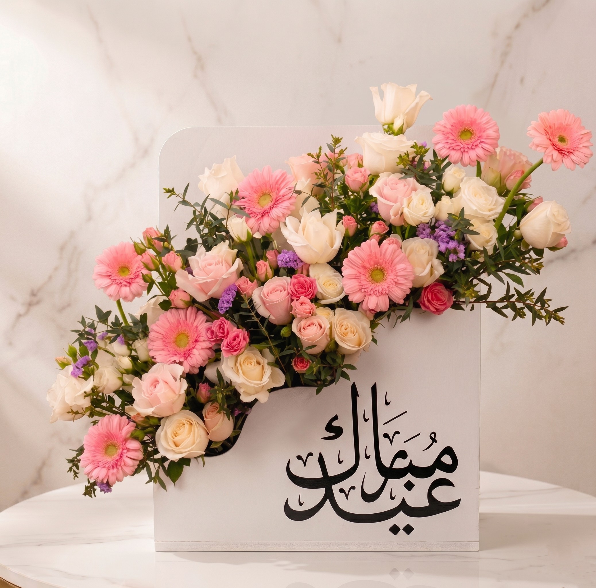 صندوق فاخر زهور مشكلة عيد مبارك