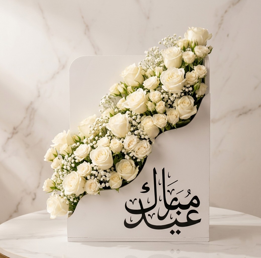 صندوق فاخر لؤلؤي أبيض عيد مبارك