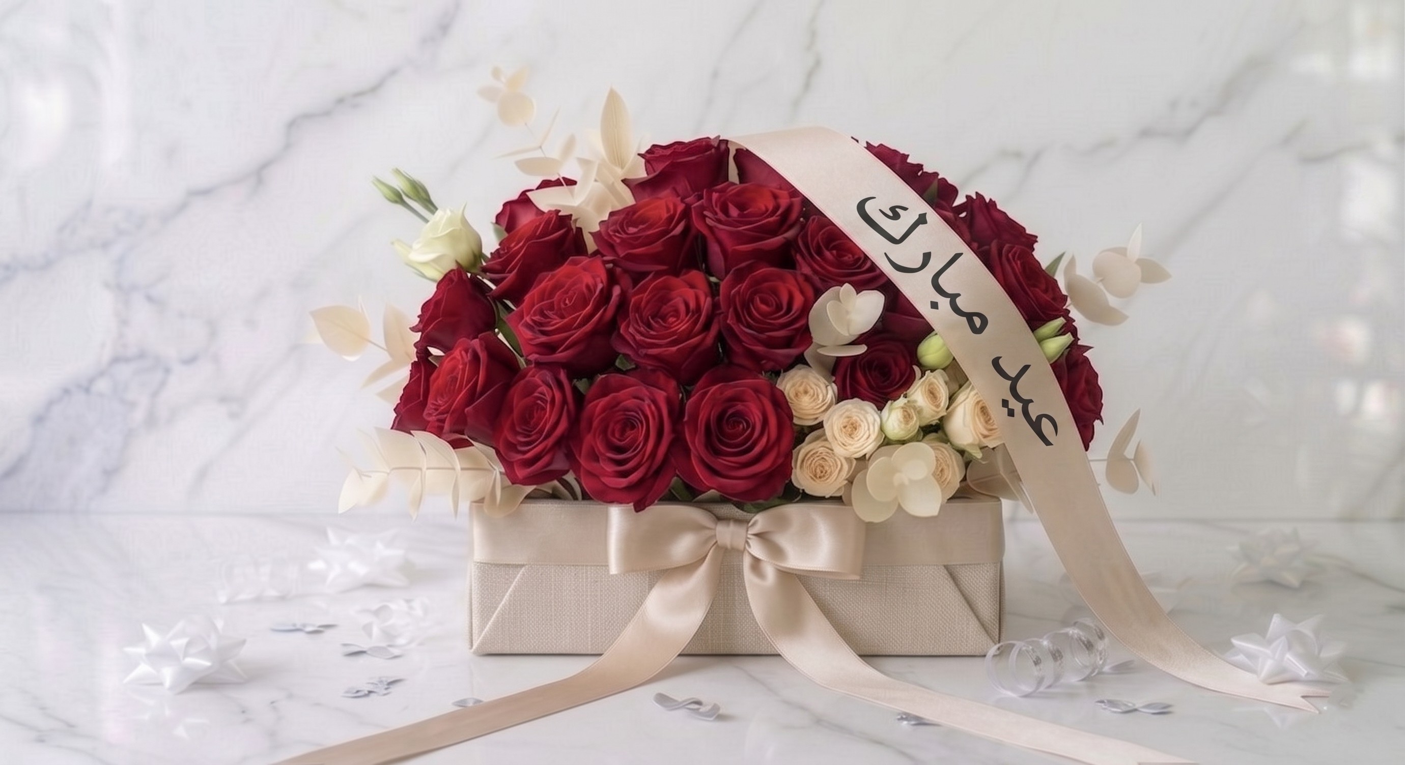 تنسيق ورد أحمر خاص عيد مبارك