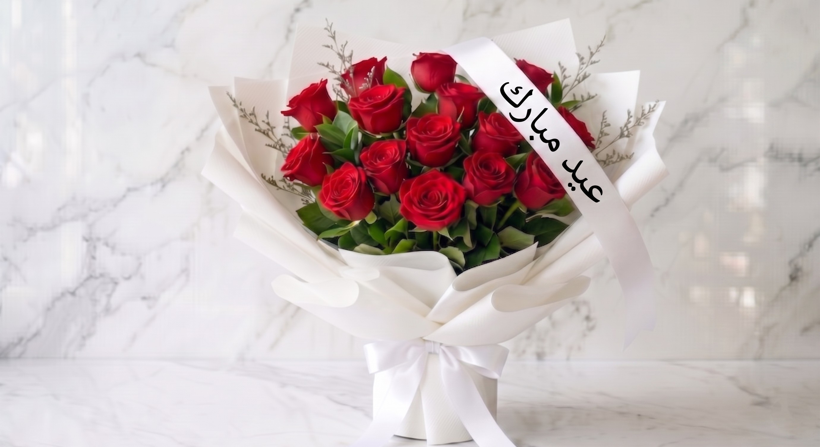 باقة ورد أحمر خاصة عيد مبارك