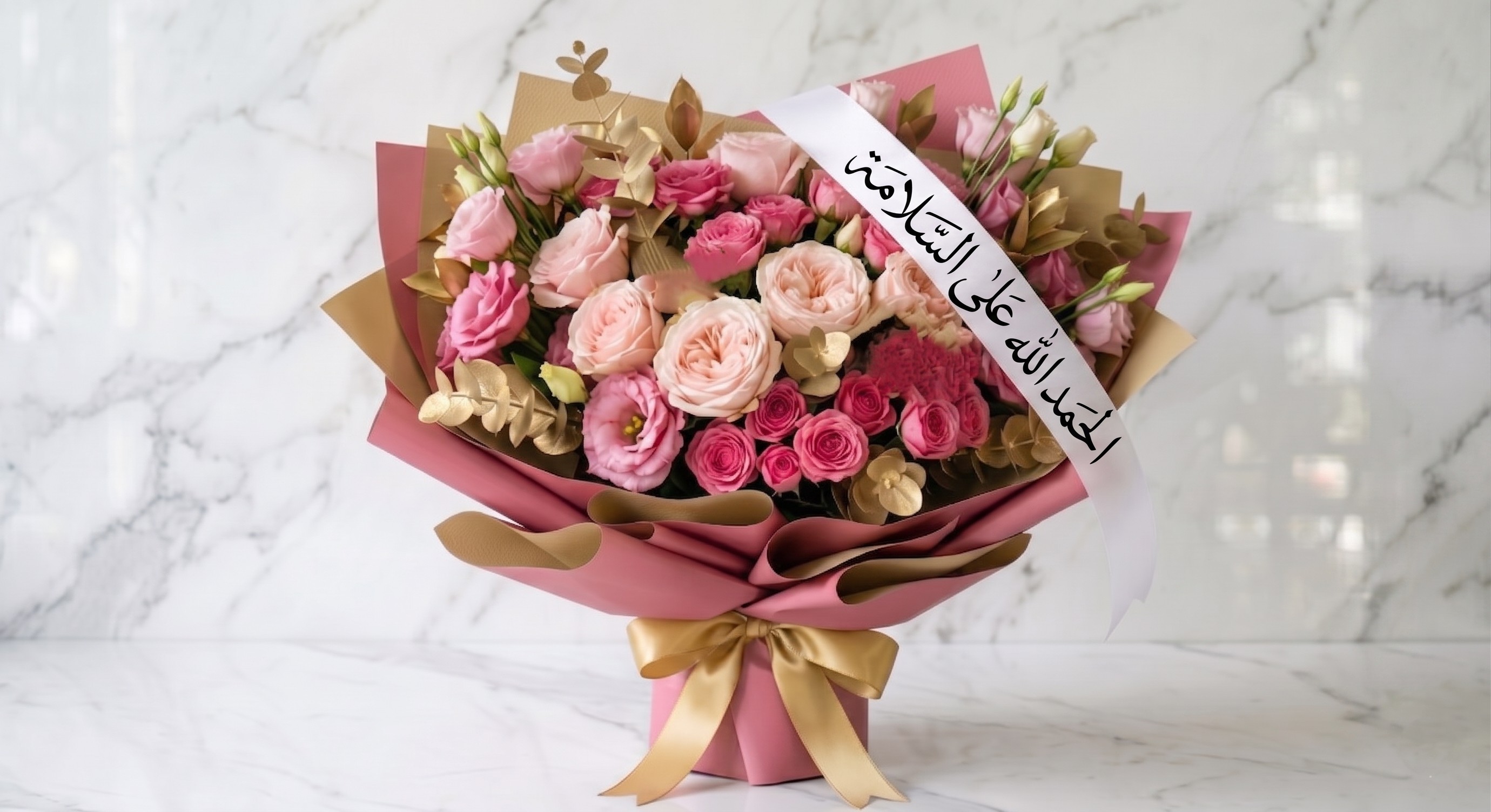 باقة تمني الشفاء العاجل باللون الخوخي