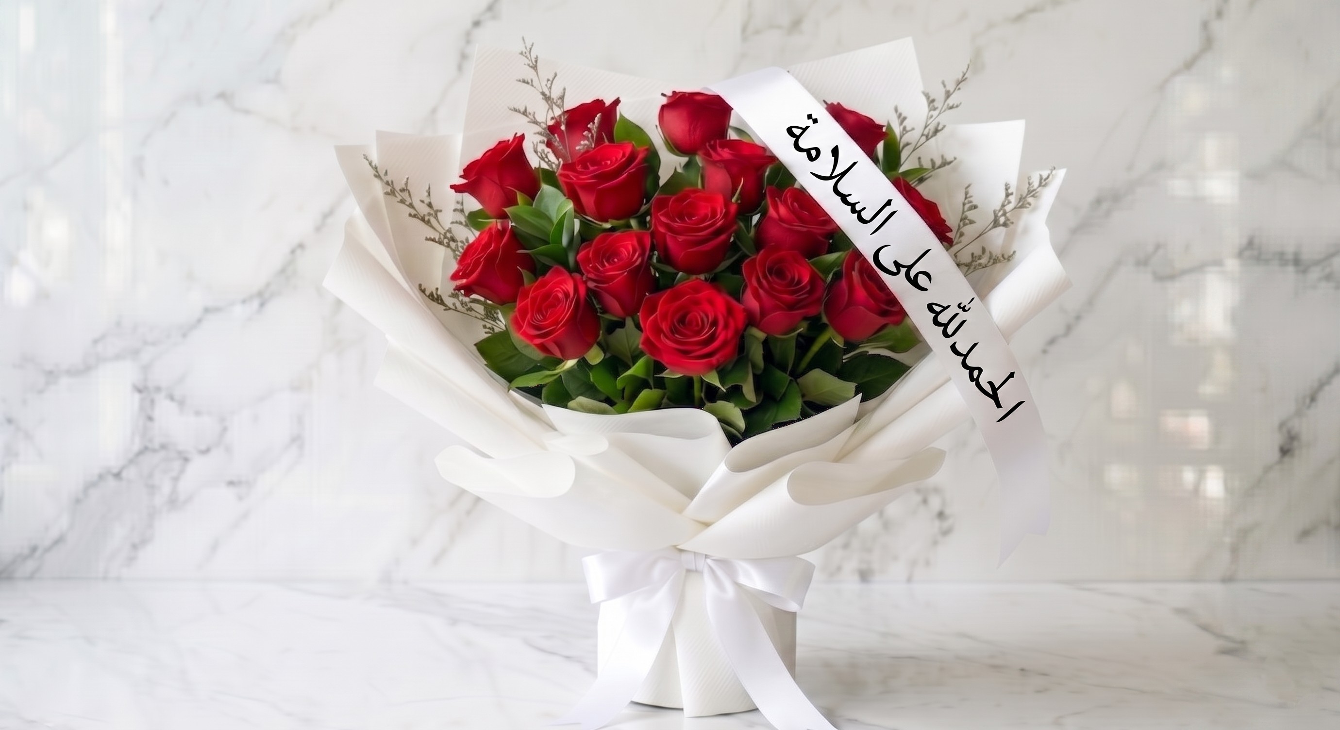 باقة تمني الشفاء العاجل من الورد الأحمر