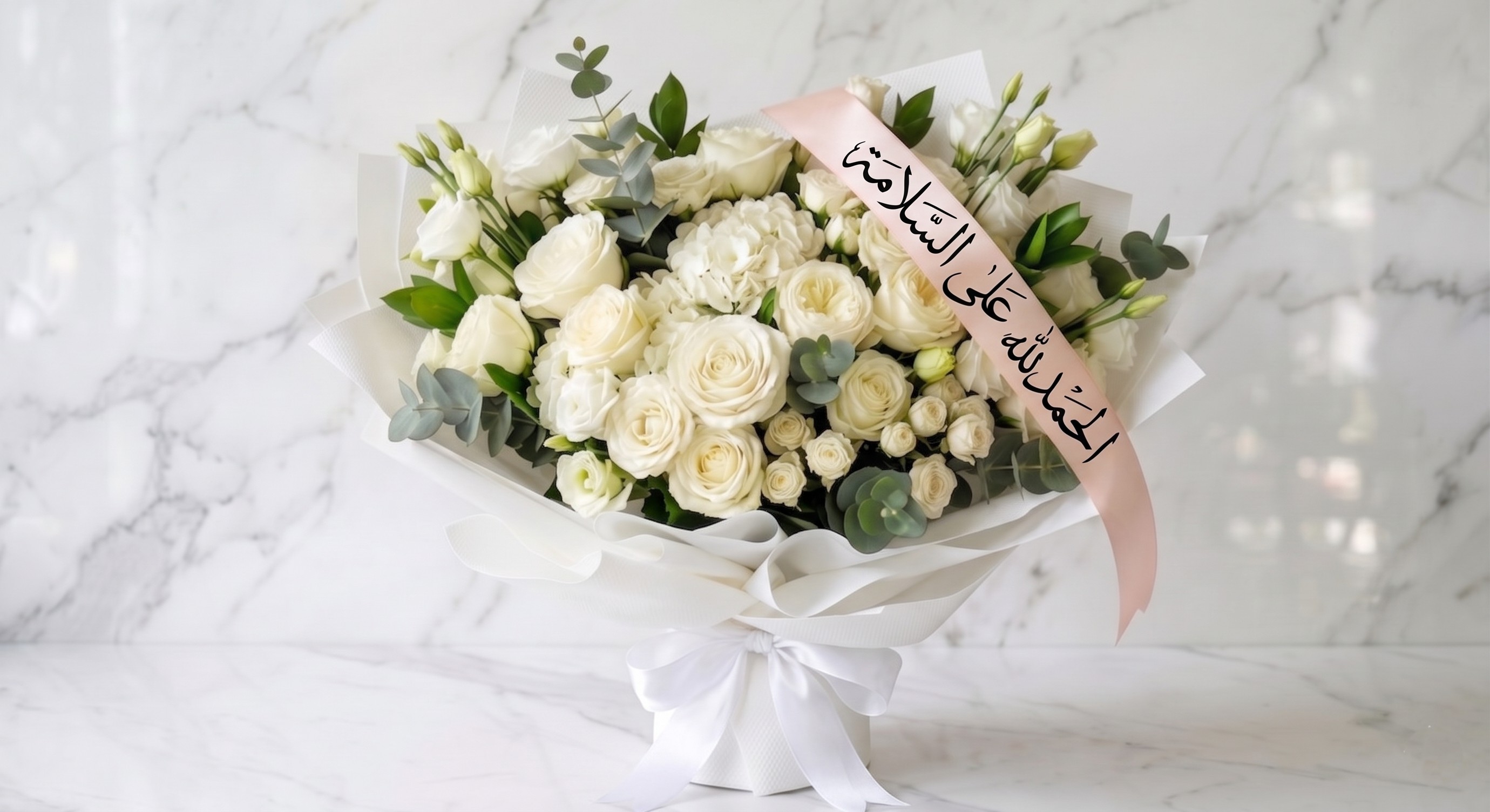 باقة تمني الشفاء العاجل بيضاء مشكلة
