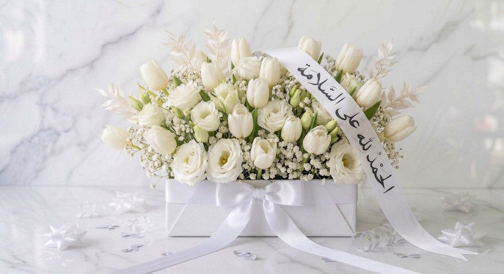 تنسيق زهور بيضاء لتمني الشفاء